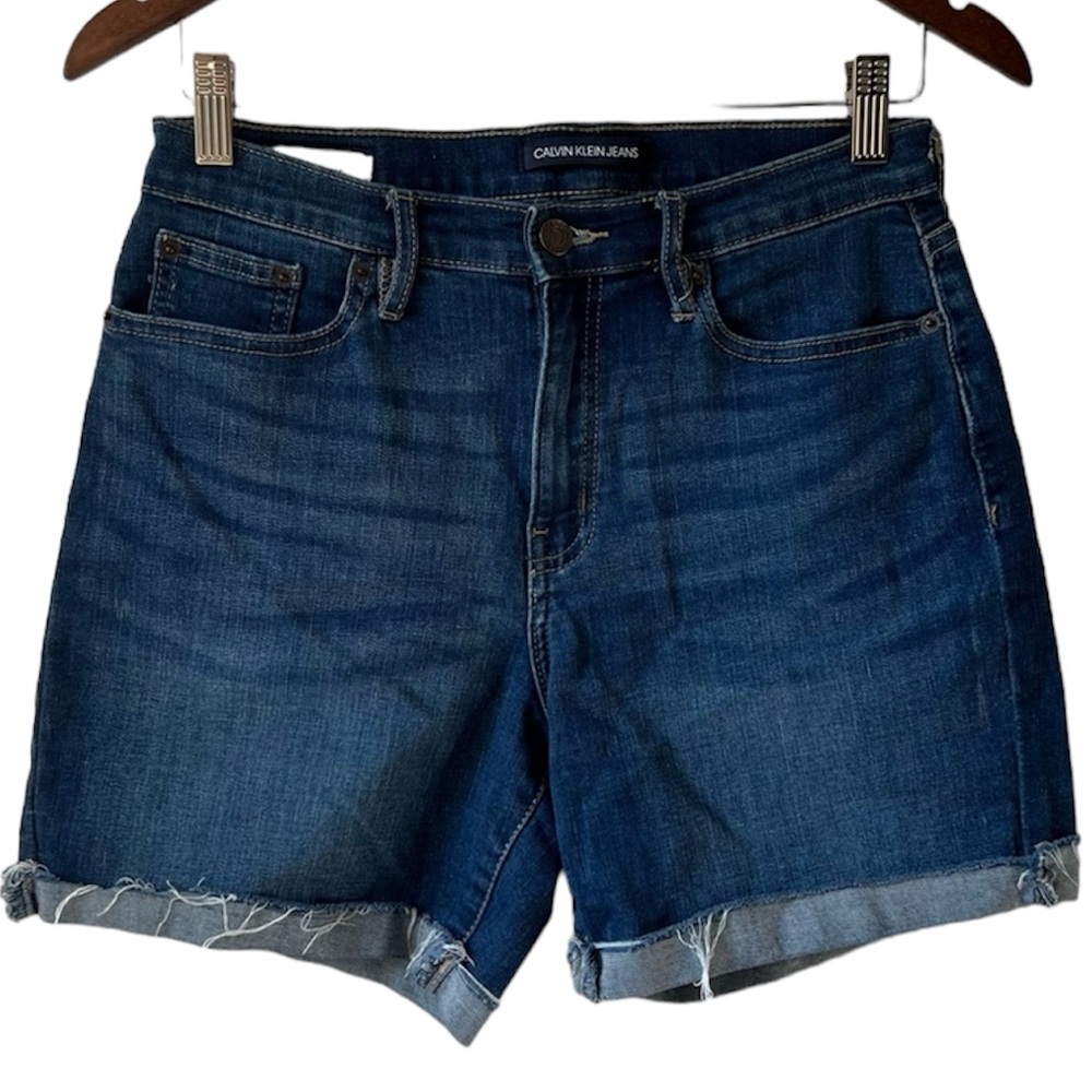 Calvin Klein Repreve Cuffed High Rise Denim Shorts | Size 4